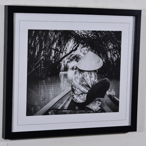 Man Driving The Boat in Black Box Frame-16x14 inches