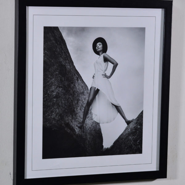 Lady on Rocks in Black Box Frame-16x14 inches