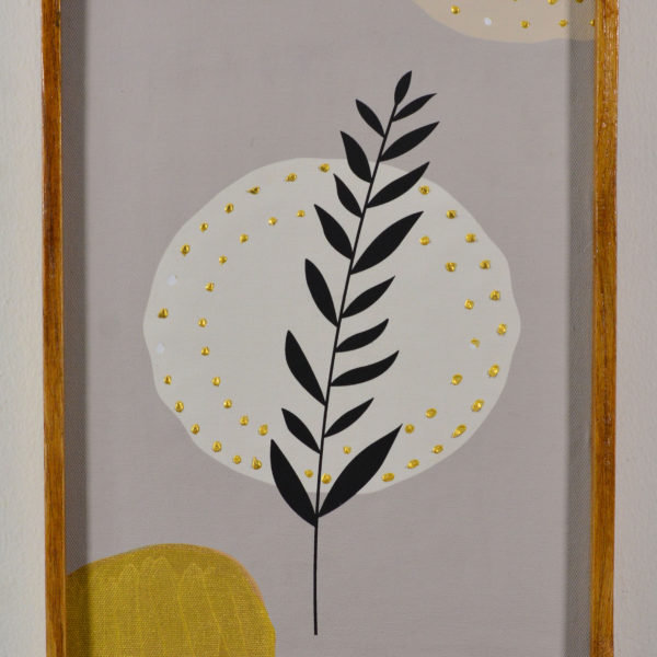 Abstract Art with Gold Lining : in Rustic wooden Frame 20 -10.5 x 14.5 inches