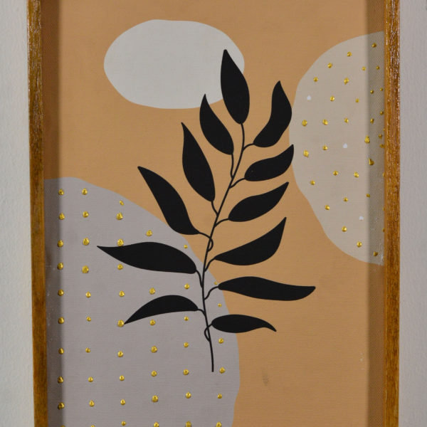 Abstract Art with Gold Lining : in Rustic wooden Frame 21 - 10.5 x 14.5 inches