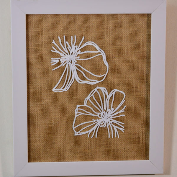 Abstract flowers Closeup - Sketch on glass in Fibre Frame(12x10 inches)