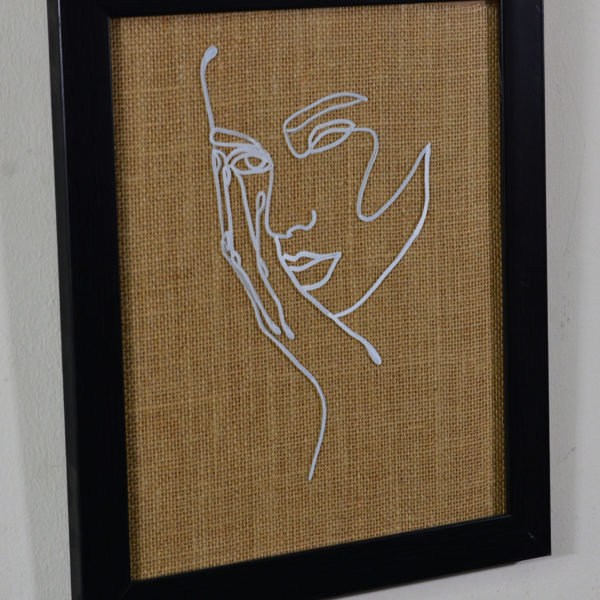 Abstract Lady Thinking - Sketch on glass in Fibre Frame(12x10 inches)
